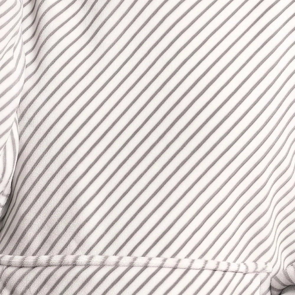 Close-up of the soft Gray Stripes flannel and sherpa lining