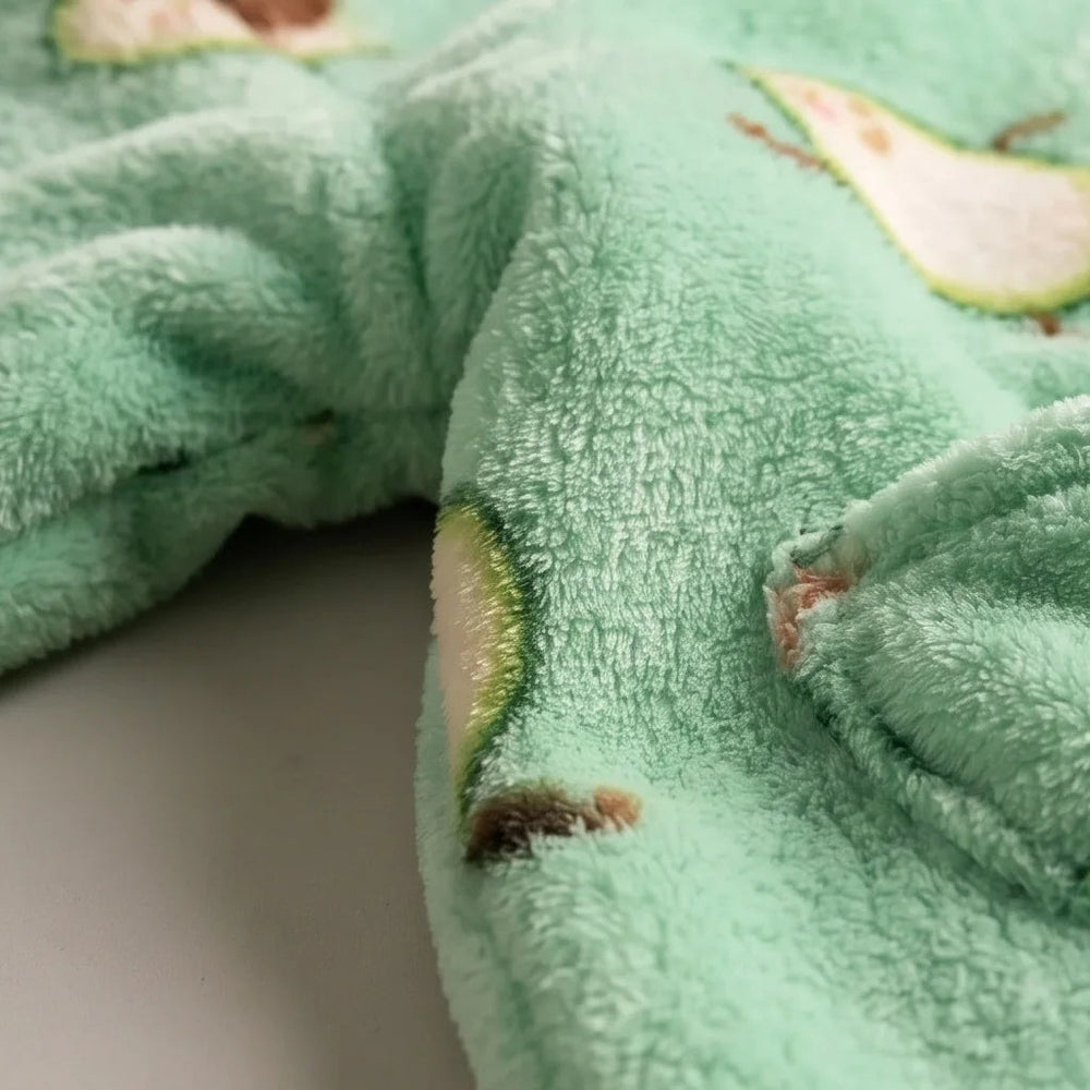 Close-up of the soft Avocado flannel and sherpa lining